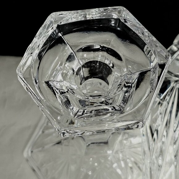 Godinger Lexington Crystal Hurricane Lamp Candleholder 11" cut glass Victorian - Picture 4 of 11